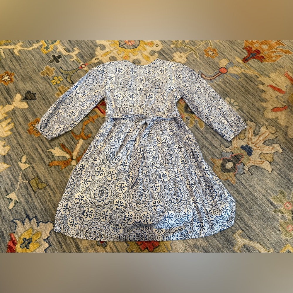Madison Mathews Blue and White Mini Dress - Sz Small - tie at back - Picture 5 of 6
